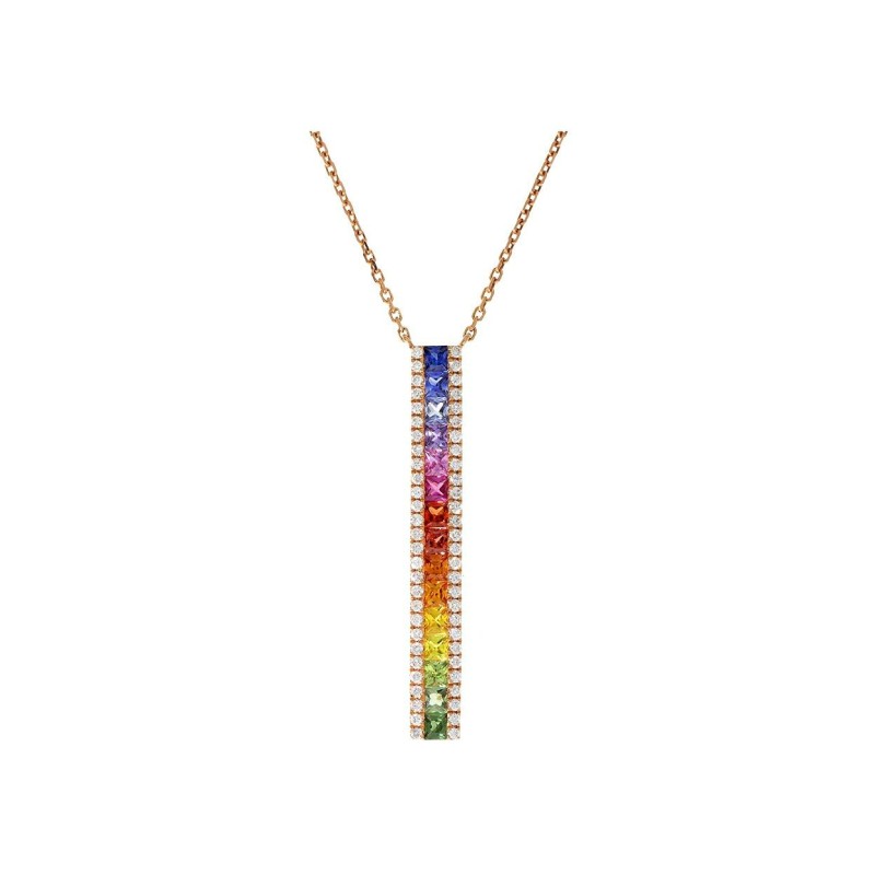 Collier Vendôme Rainbow Barette en or rose 18k et saphirs et diamants - Bijouterie Haillot La Seyne Sur Mer Six Fours 83