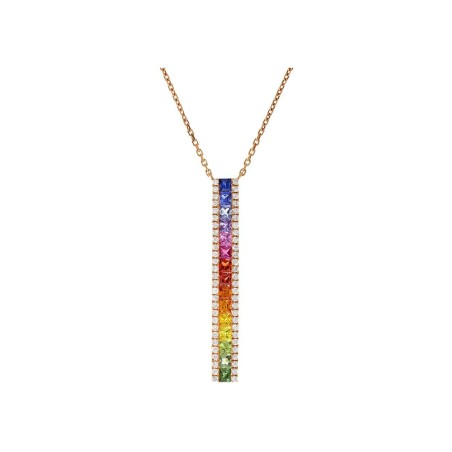 Collier Vendôme Rainbow Barette en or rose 18k et saphirs et diamants - Bijouterie Haillot La Seyne Sur Mer Six Fours 83