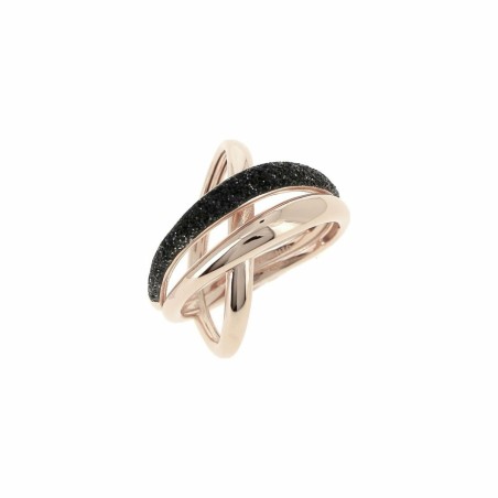Bague Pesavento Polvere di Sogni en argent doré rose et poussière de rêves noir - bijouterie haillot la seyne sur mer