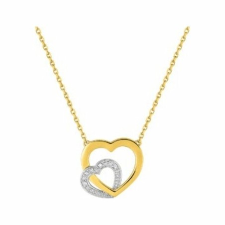 Collier Coeur en or jaune et or blanc 18k et diamants- Bijouterie Haillot La Seyne Sur Mer Six Fours 83