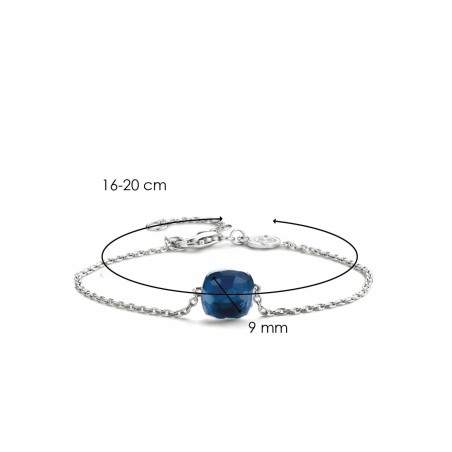 Bracelet Ti Sento en argent rhodié et pierre synthétique bleu foncé, taille carrée - bijouterie haillot la seyne sur mer