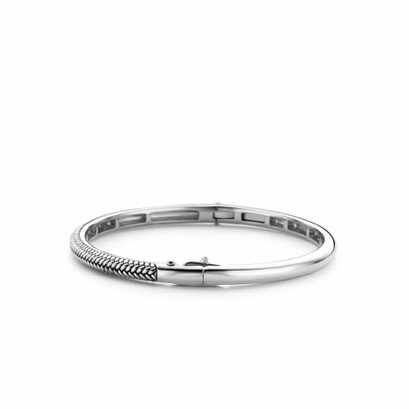 Bracelet jonc Ti Sento en argent rhodié noir, motif natté - bijouterie haillot la seyne sur mer