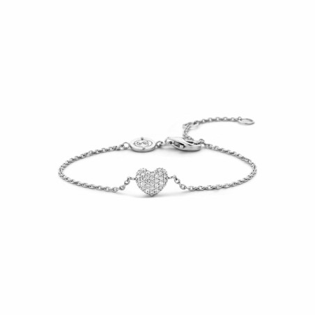 Bracelet Ti Sento en argent rhodié et un coeur en oxyde de zirconium - bijouterie haillot la seyne sur mer