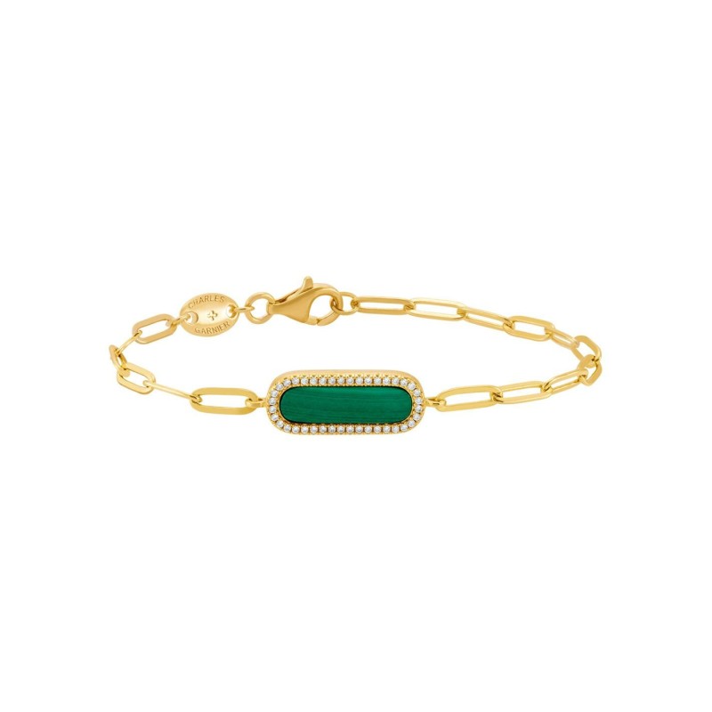 Bracelet Charles Garnier en argent, oxydes de zirconium et malachite - bijouterie haillot la seyne sur mer