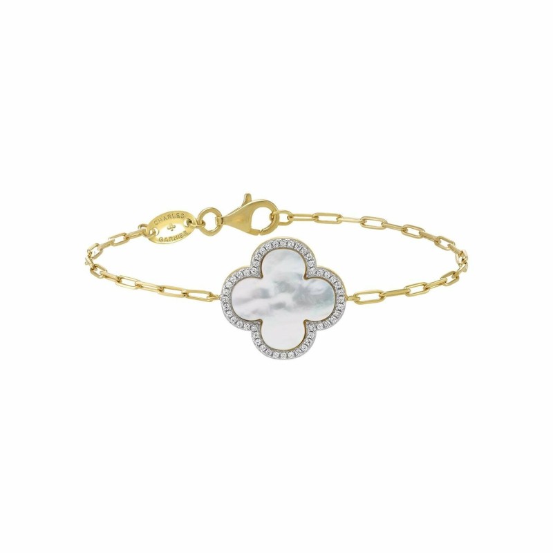 Bracelet Charles Garnier en argent doré, oxydes de zirconium et nacre - bijouterie haillot la seyne sur mer