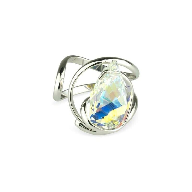 Bague Andréa Marazzini Helyx en métal rhodié et cristal précieux - bijouterie haillot la seyne sur mer