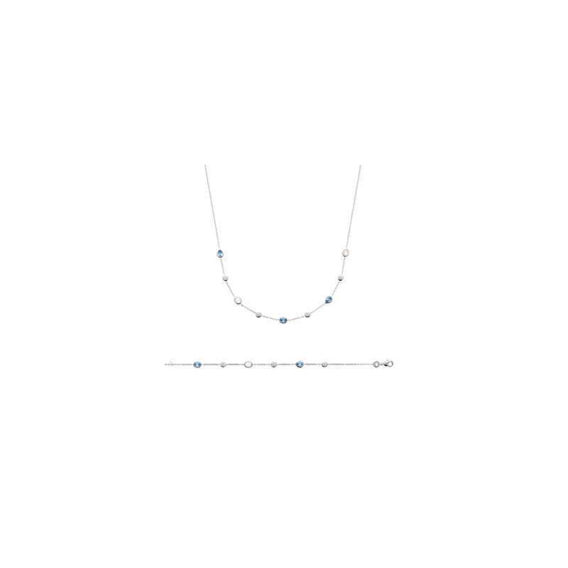 Bracelet en argent rhodié, oxydes de zirconium et pierre de couleur, 18cm - bijouterie haillot la seyne sur mer