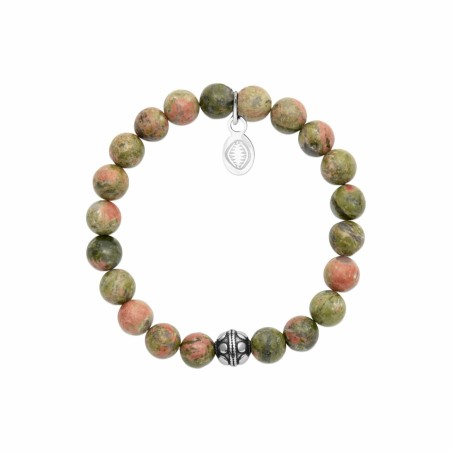 Bracelet en acier et unakite - bijouterie haillot la seyne sur mer