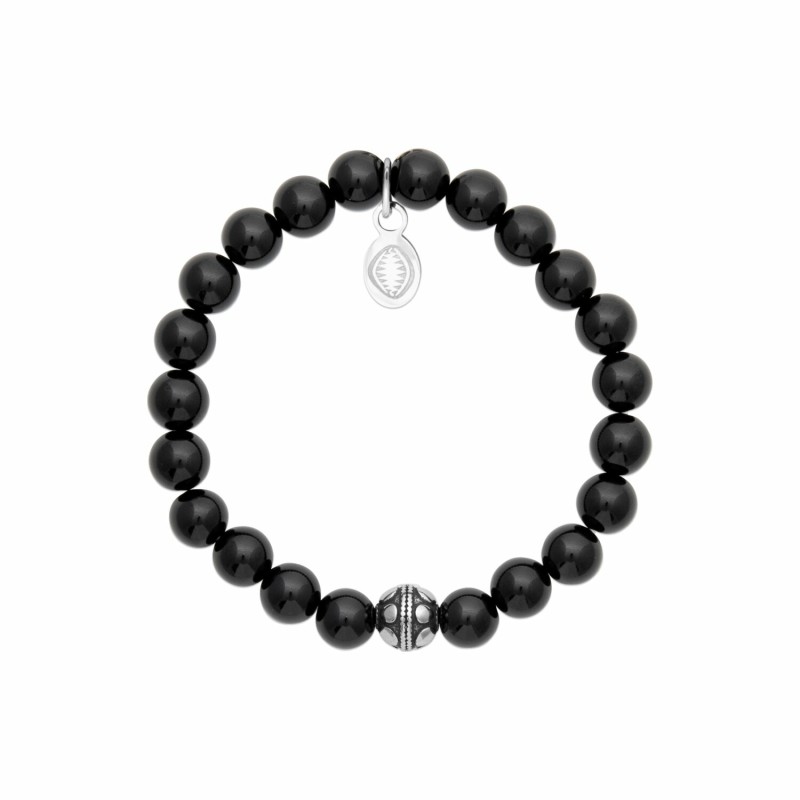 Bracelet en acier et agate noire - bijouterie haillot la seyne sur mer