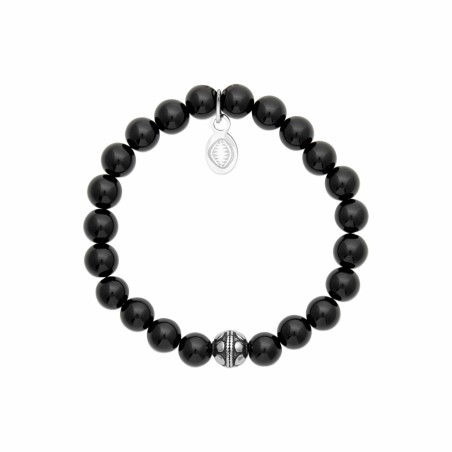 Bracelet en acier et agate noire - bijouterie haillot la seyne sur mer