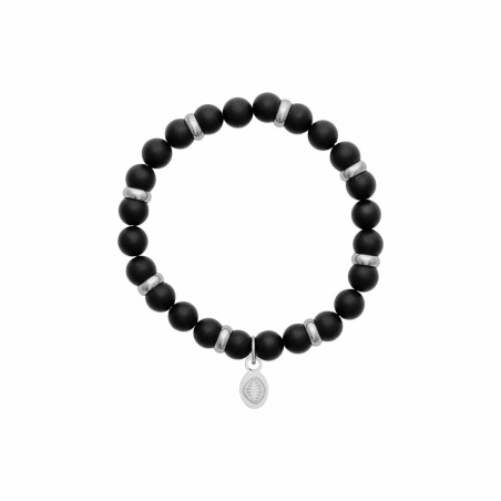 Bracelet en acier et agate noire mate - bijouterie haillot la seyne sur mer