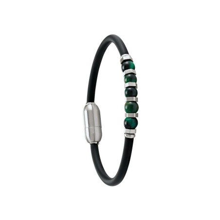 Bracelet Jourdan Bijoux en acier, caoutchouc et oeil de tigre - bijouterie haillot la seyne sur mer