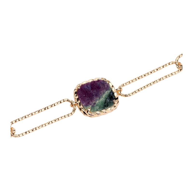 Bracelet chaine Ana & Cha Kiara en plaqué or jaune et rubis zoïsite - bijouterie haillot la seyne sur mer