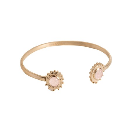 Bracelet jonc Ana & Cha Odile en plaqué or jaune et quartz rose - bijouterie haillot la seyne sur mer