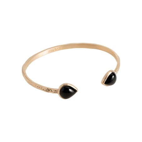 Bracelet Ana & Cha Isaure en plaqué or jaune et agate noire - bijouterie haillot la seyne sur mer