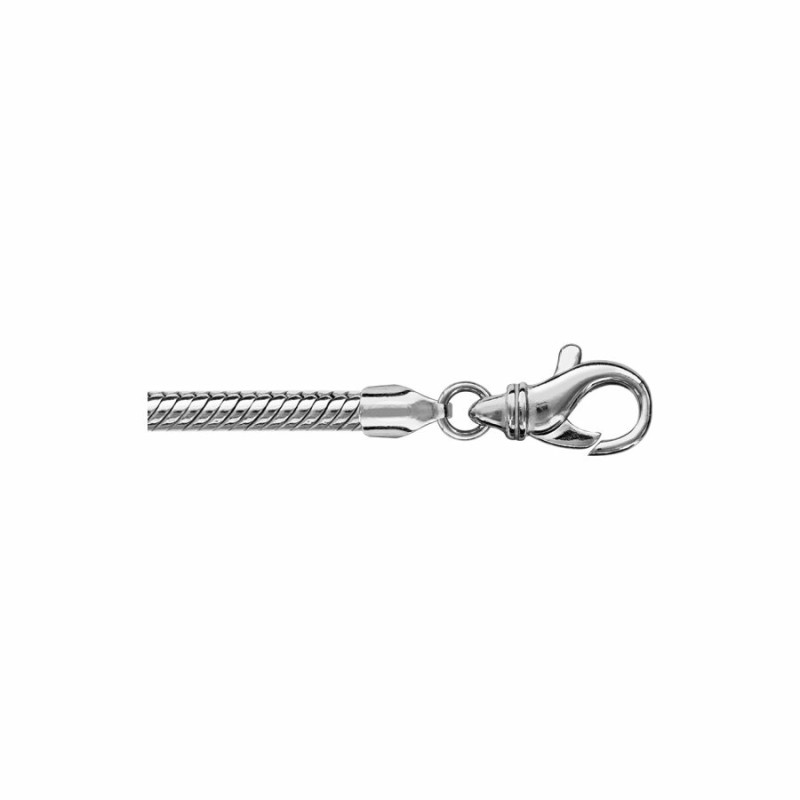 Bracelet argent rhodié chaîne tube serpent pour coulissant 19cm mousqueton - bijouterie haillot la seyne sur mer