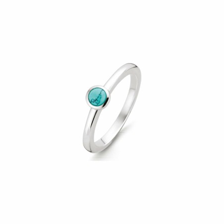 Bague Ti Sento en argent et pierre synthétique turquoise, serti clos - bijouterie haillot la seyne sur mer