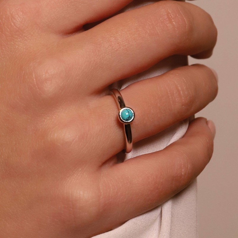 Bague Ti Sento en argent et pierre synthétique turquoise, serti clos - bijouterie haillot la seyne sur mer