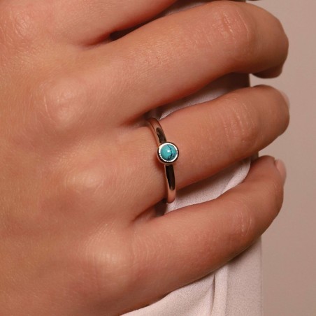 Bague Ti Sento en argent et pierre synthétique turquoise, serti clos - bijouterie haillot la seyne sur mer