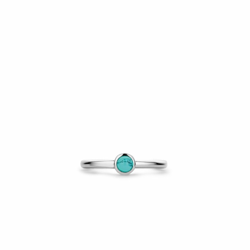 Bague Ti Sento en argent et pierre synthétique turquoise, serti clos - bijouterie haillot la seyne sur mer