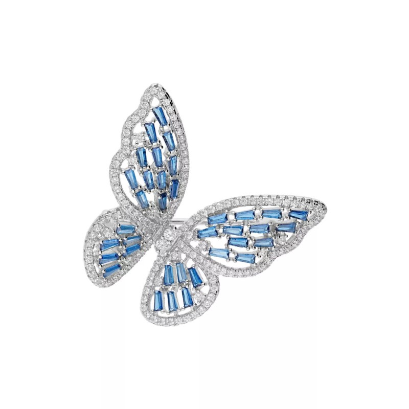 Broche papillon en argent rhodié et oxyde de zirconium - Bijouterie Haillot La Seyne Sur Mer Six Fours 83