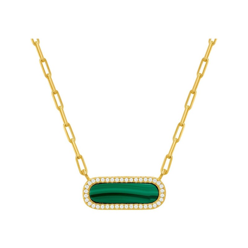 Collier Charles Garnier en argent doré, oxydes de zirconium et malachite - Bijouterie Haillot La Seyne sur mer 83