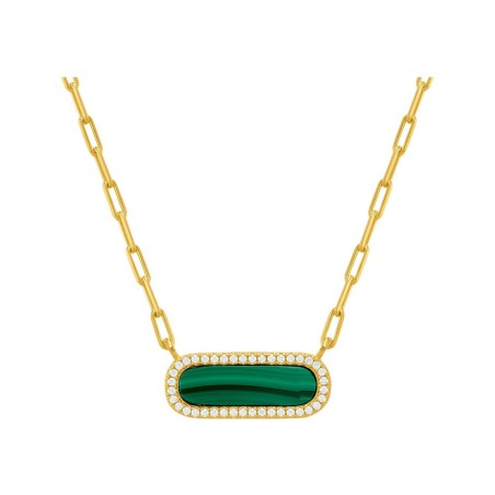 Collier Charles Garnier en argent doré, oxydes de zirconium et malachite - Bijouterie Haillot La Seyne sur mer 83