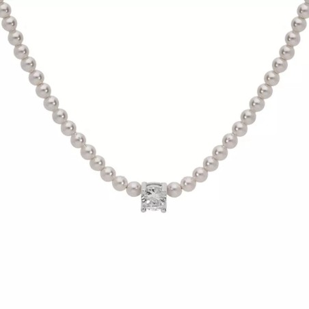 COLLIER ARGENT RHODIÉ PERLES BLANCHES IMITATION - Bijouterie Haillot La Seyne Six Fours 83