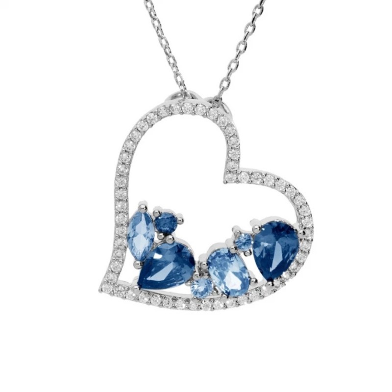 COLLIER ARGENT RHODIÉ MASSIF PENDENTIF COEUR - Bijouterie Haillot Six Fours La Seyne Sur Mer 83