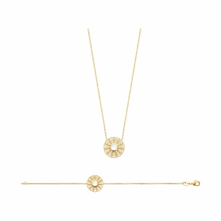 Collier en plaqué or et pierre de lune - Bijouterie Haillot La Seyne Sur Mer Six Fours 83