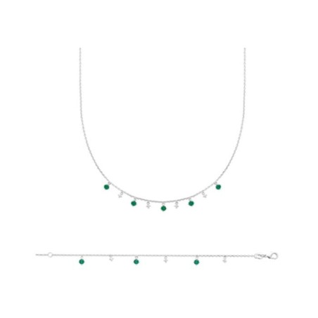 Collier Trèfles et pierres vertes en argent rhodié et oxyde de zirconium - Bijouterie Haillot La Seyne Sur Mer Six Fours 83