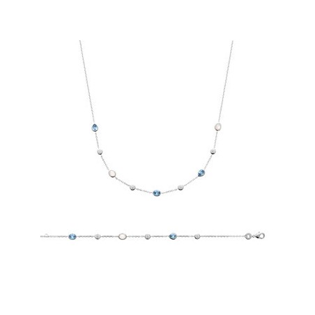 Collier en argent rhodié, oxydes de zirconium et pierre de couleur - Bijouterie Haillot La Seyne Sur Mer Six Fours 83