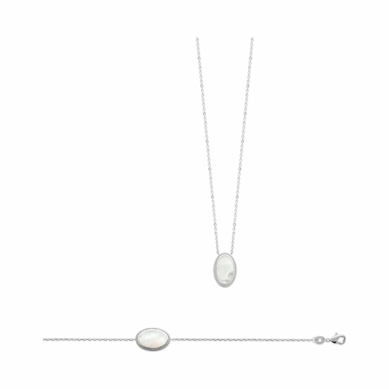 Collier en argent rhodié et nacre ovale - Bijouterie Haillot La Seyne Sur Mer Six Fours 83