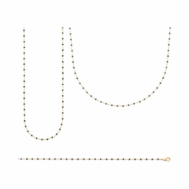 Collier sautoir Noir en plaqué or - Bijouterie Haillot La Seyne Sur Mer Six Fours 83