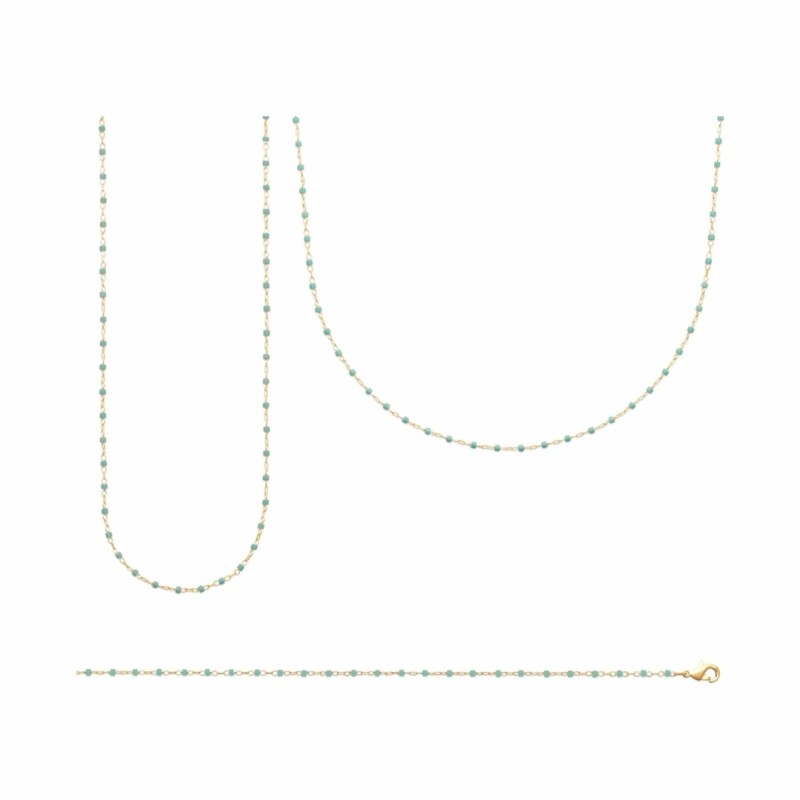 Collier sautoir bleu clair en plaqué or - Bijouterie Haillot La Seyne Sur Mer Six Fours 83
