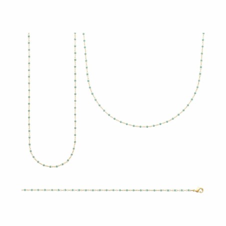 Collier sautoir bleu clair en plaqué or - Bijouterie Haillot La Seyne Sur Mer Six Fours 83