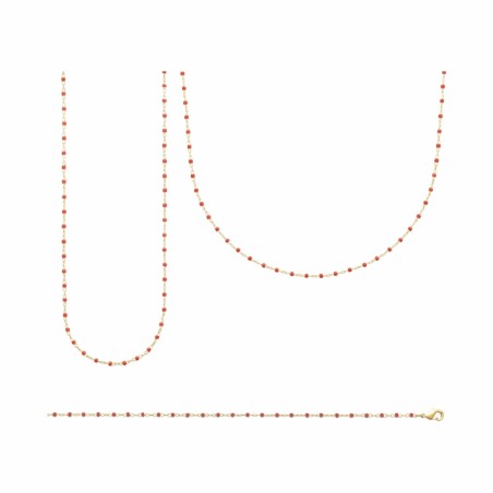 Collier sautoir orange en plaqué or - Bijouterie Haillot La Seyne Sur Mer Six Fours 83