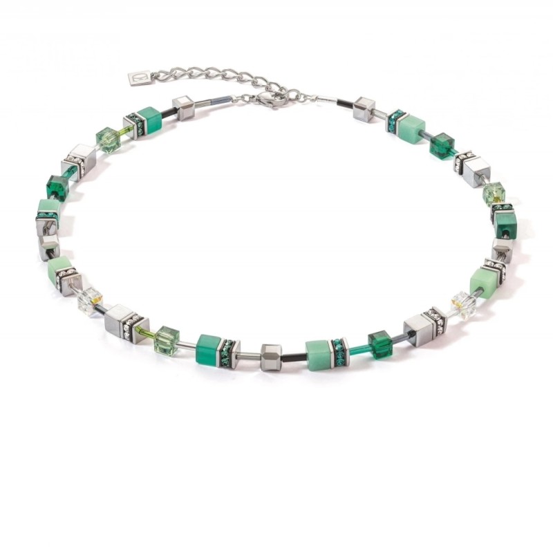 Collier Cœur de Lion GeoCube en Métal argenté, cristaux, strass et œil de tigre - Bijouterie Haillot La Seyne Six Fours 83