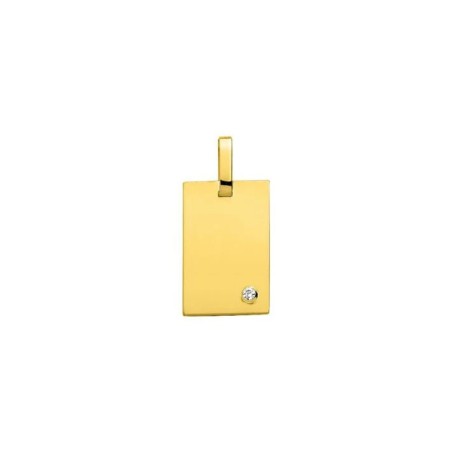 Médaille plaque rectangle grand modèle en or jaune et diamant - Bijouterie Haillot La Seyne Sur Mer Six Fours 83