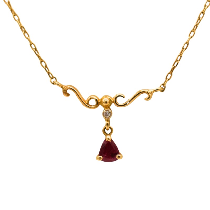 Collier Rubis en Or jaune 18k - Bijouterie Haillot La Seyne Sur Mer 83