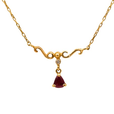 Collier Rubis en Or jaune 18k - Bijouterie Haillot La Seyne Sur Mer 83