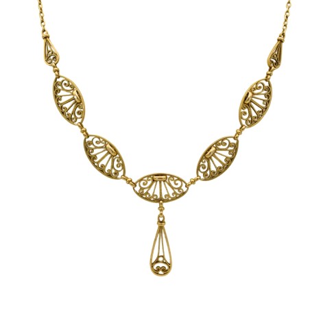 Collier Drapé Filigrane en Or jaune 18k - Bijouterie Haillot La Seyne Sur Mer 83