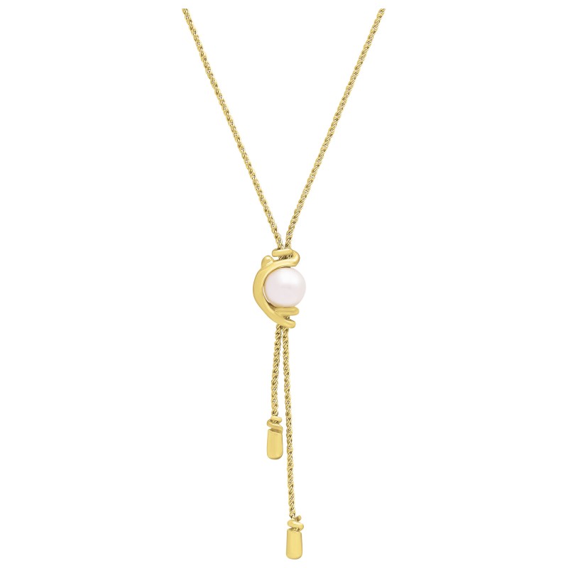 Collier Cravate Jourdan Femme Dune Argent Doré Perles d'imitation - Bijouterie Haillot La Seyne sur mer 83