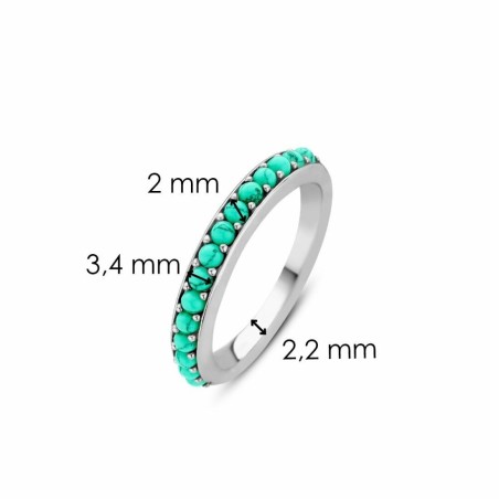 Anneau Ti Sento en argent et pierres veinées turquoise, serti rail - bijouterie haillot la seyne sur mer