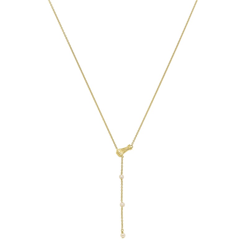 Collier Cravate Jourdan Femme Manea Argent Doré Perles d'eau douce - Bijouterie Haillot La Seyne sur mer 83