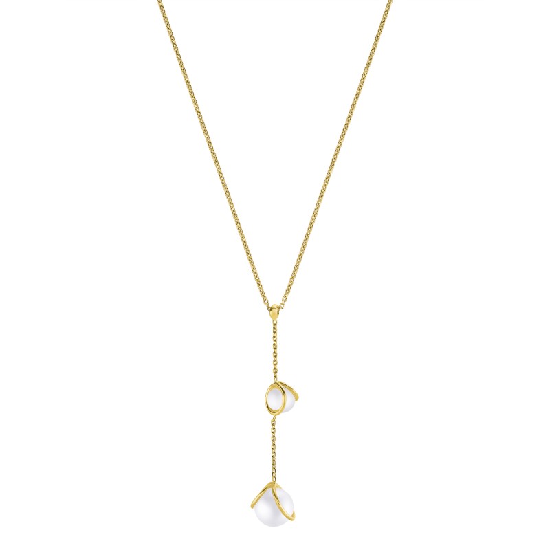 Collier Cravate Jourdan Femme Lyse Argent Doré Perles d'imitation - Bijouterie Haillot La Seyne sur mer 83