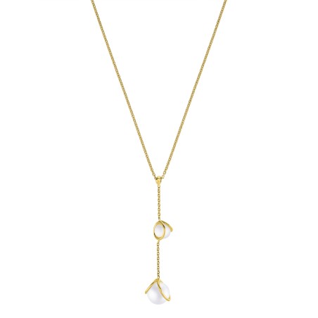 Collier Cravate Jourdan Femme Lyse Argent Doré Perles d'imitation - Bijouterie Haillot La Seyne sur mer 83