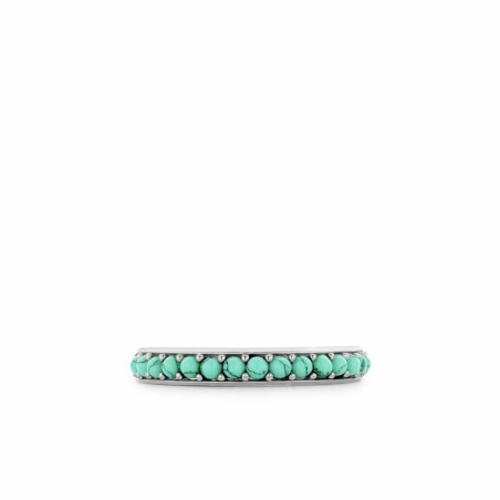 Anneau Ti Sento en argent et pierres veinées turquoise, serti rail - bijouterie haillot la seyne sur mer