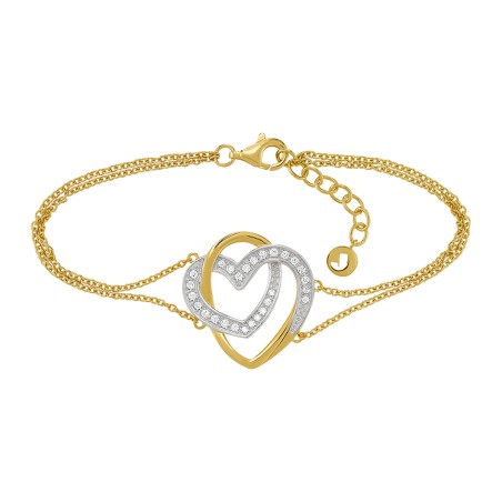 Bracelet Jourdan Femme Roxane Argent doré Bicolore coeur oxydes - Bijouterie Haillot La Seyne sur mer 83