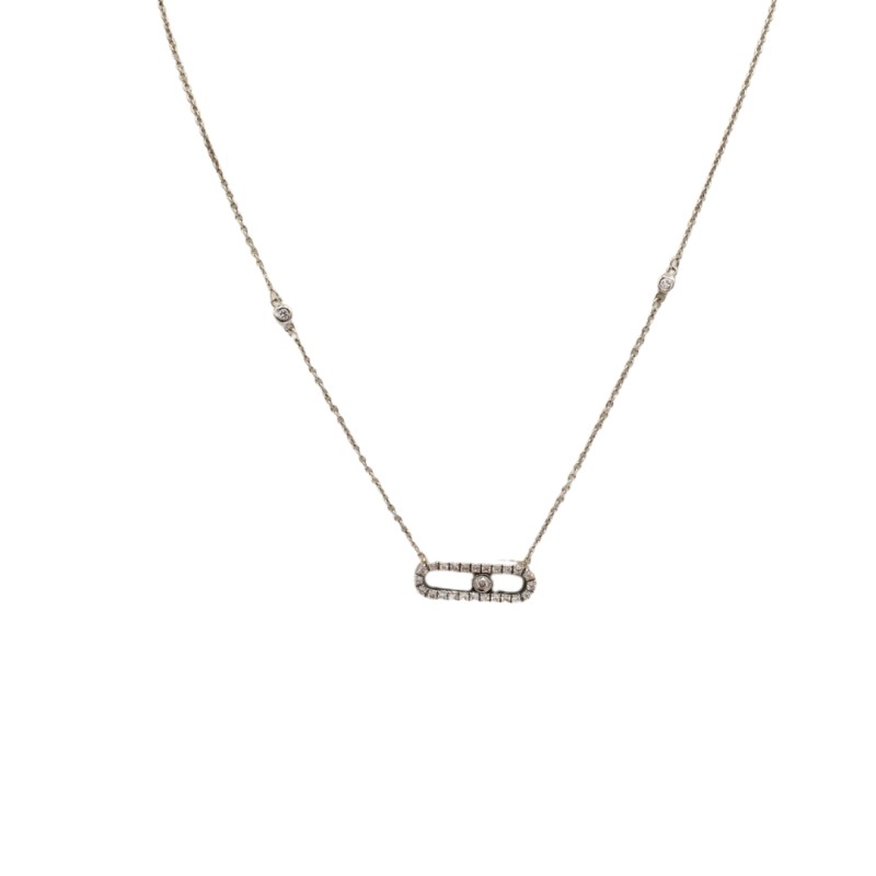 Collier Barette Diamant Or blanc 18k
